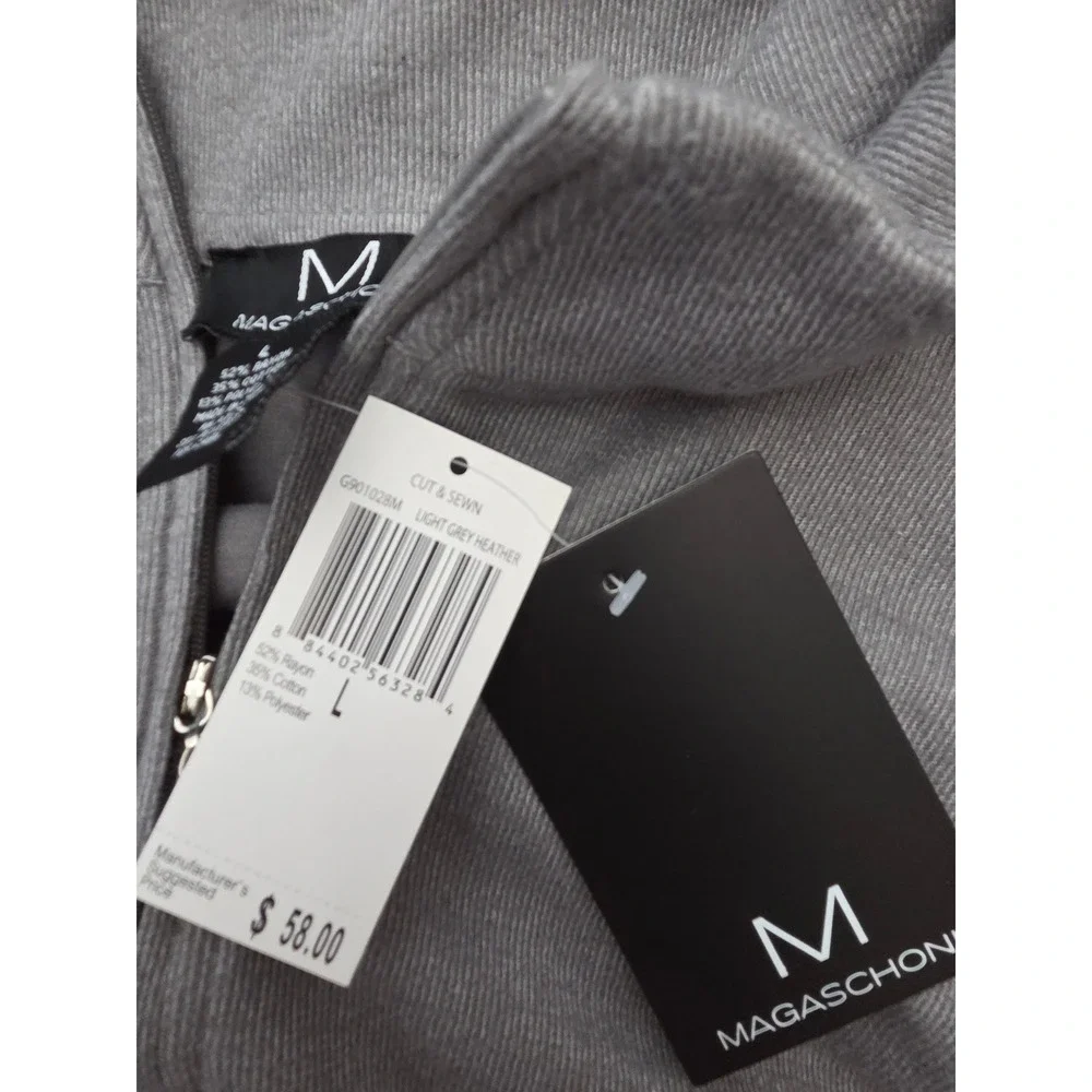 Magaschoni‎ 1/4 Zip Long Sleeve Sweater Top Men Size Large Gray NWT